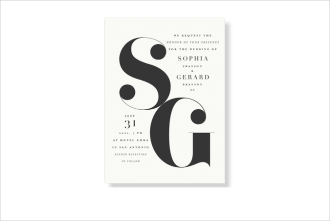 monogram wedding invitation modern initials in buttercream by minted